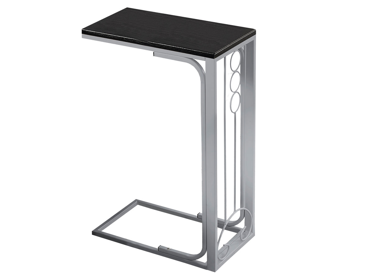 60" Gray And Black Wood And Metal End Table