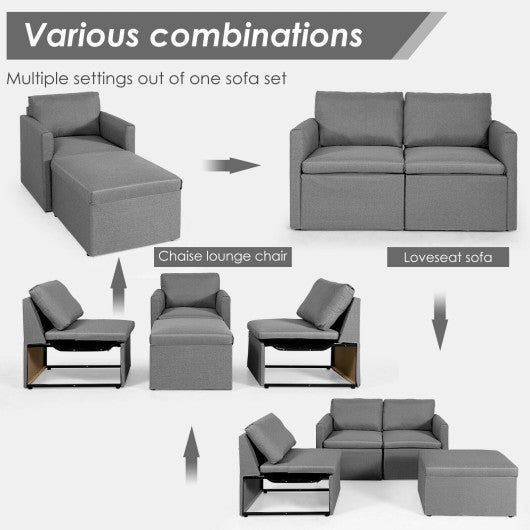 Convertible L-Shaped Sectional Sofa Couch with Reversible Chaise-Dark Gray