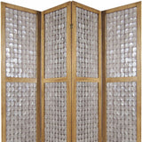 84" Clear Capiz Mother of Pearl Folding Three Panel Screen Room Divider