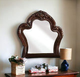 Cherry Oak Wood Finish Baroque Style Wall Mirror
