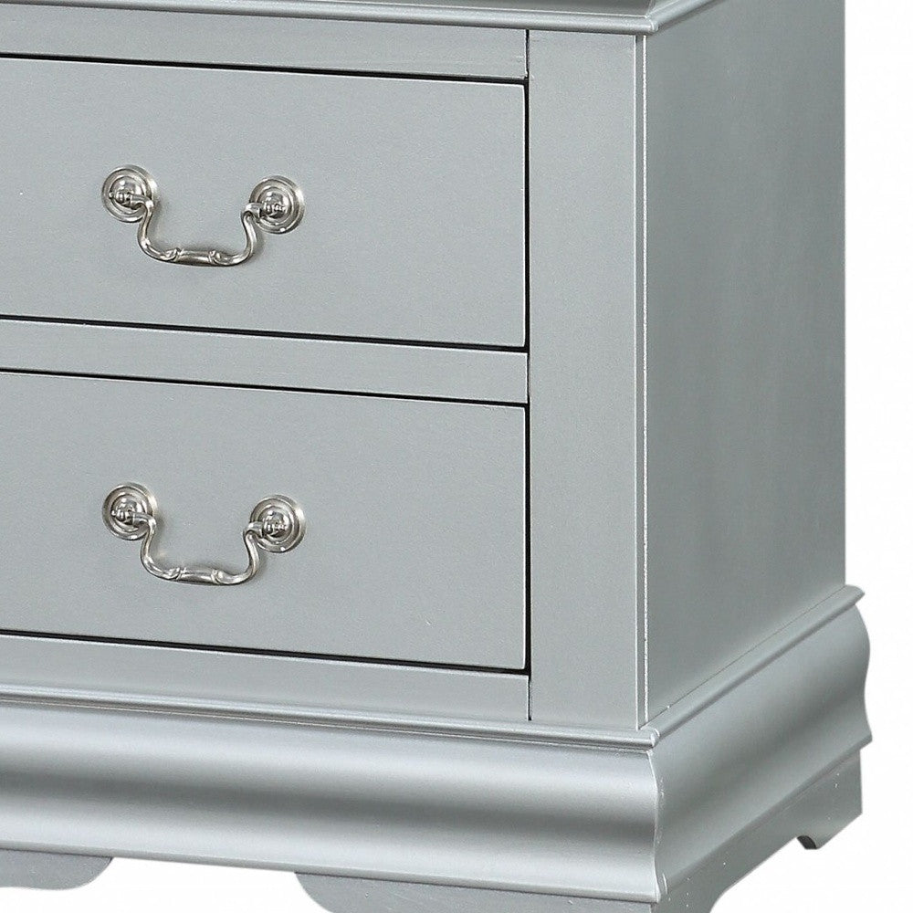 34" Antiqued White Three Drawers Solid Wood Nightstand
