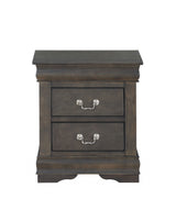 24" Gray Two Drawers Nightstand