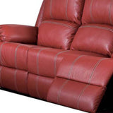 81" Red Faux Leather Reclining Sofa With Black Legs