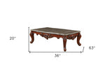 40" Dark Brown And Merlot Genuine Marble Rectangular Coffee Table