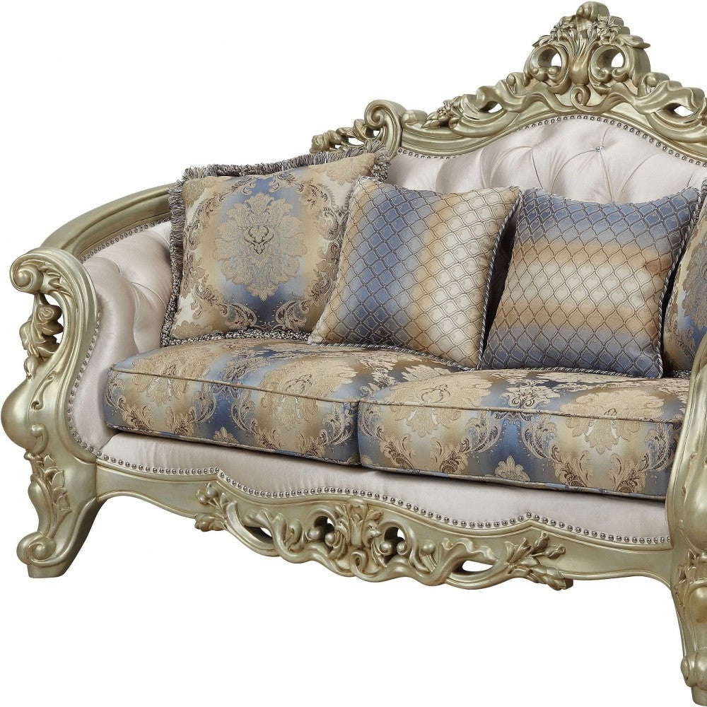 78" Gold Floral Loveseat and Toss Pillows