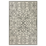 5' X 8' Gray and Ivory Damask Handmade Indoor Outdoor Area Rug