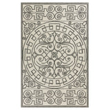 5' X 8' Gray and Ivory Damask Handmade Indoor Outdoor Area Rug