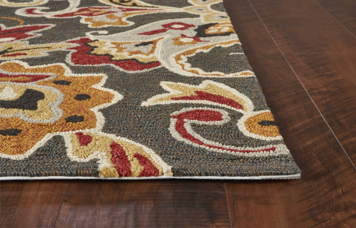 5' X 8' Taupe Floral Handmade Indoor Outdoor Area Rug