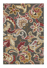 5' X 8' Taupe Floral Handmade Indoor Outdoor Area Rug