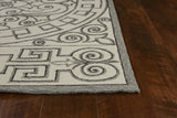 5' X 8' Gray and Ivory Damask Handmade Indoor Outdoor Area Rug