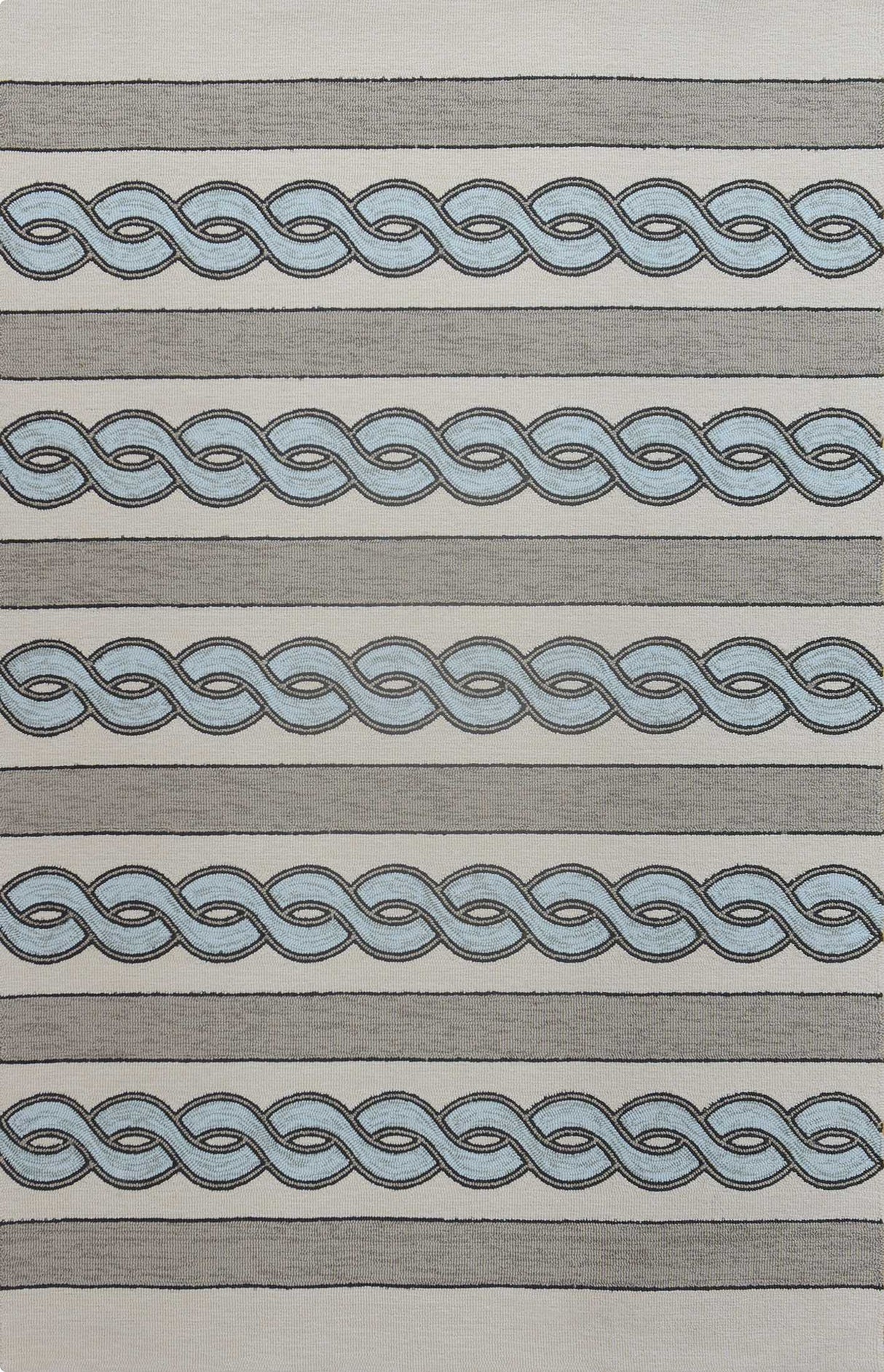 5' X 7' Ivory and Blue Abstract Indoor Outdoor Area Rug