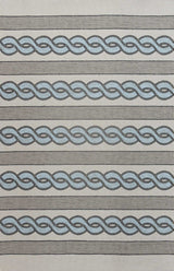 5' X 7' Ivory and Blue Abstract Indoor Outdoor Area Rug