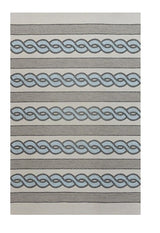 5' X 7' Ivory and Blue Abstract Indoor Outdoor Area Rug