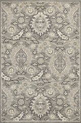 8' X 11' Gray Damask Indoor Outdoor Area Rug