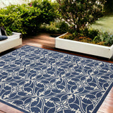 8' X 11' Denim Blue Moroccan Indoor Outdoor Area Rug