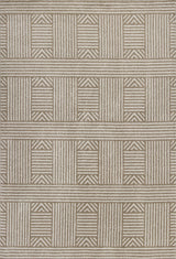 7' X 9' Beige and Ivory Geometric Indoor Outdoor Area Rug