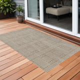 7' X 9' Beige and Ivory Geometric Indoor Outdoor Area Rug