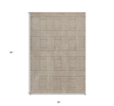 7' X 9' Beige and Ivory Geometric Indoor Outdoor Area Rug