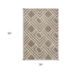 8' X 11' Beige Geometric Indoor Outdoor Area Rug