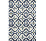 2' X 3' Ivory and Blue Moroccan Handmade Indoor Outdoor Area Rug