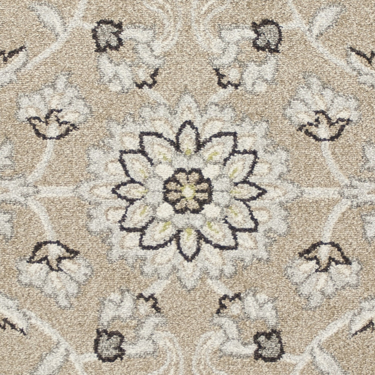 5' X 8' Gray and Ivory Floral Indoor Outdoor Area Rug