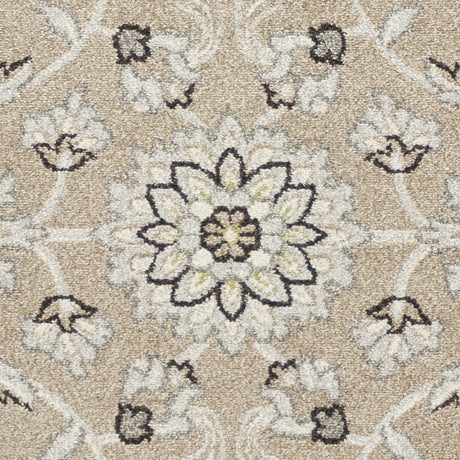 5' X 8' Gray and Ivory Floral Indoor Outdoor Area Rug