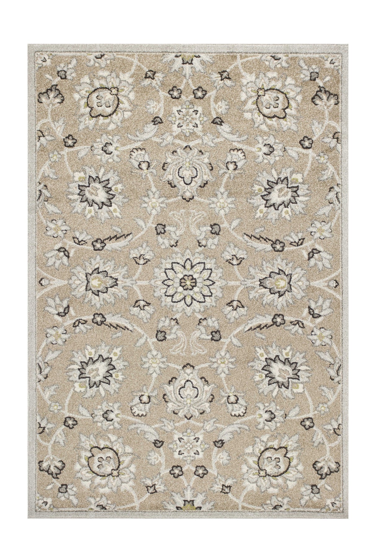 5' X 8' Gray and Ivory Floral Indoor Outdoor Area Rug