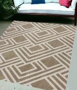 8' X 11' Beige Geometric Indoor Outdoor Area Rug