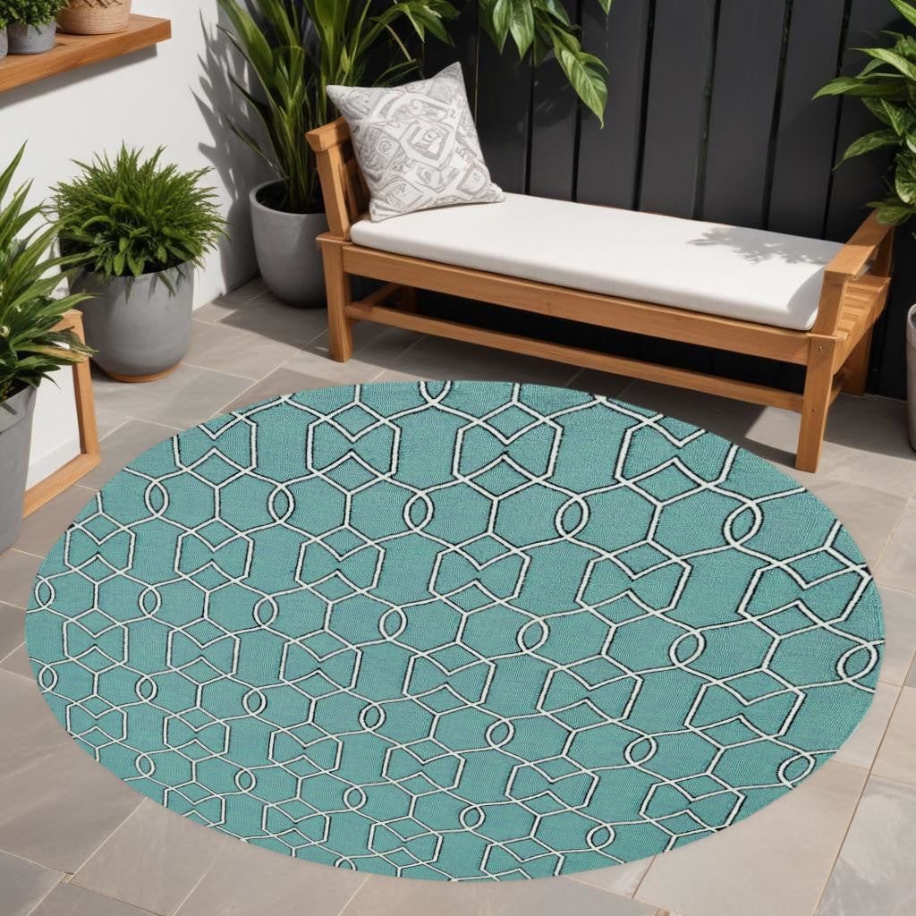 7' X 10' Green Moroccan Indoor Outdoor Area Rug