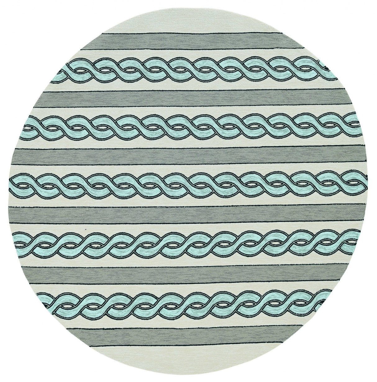 5' X 7' Ivory and Blue Abstract Indoor Outdoor Area Rug