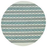 5' X 7' Ivory and Blue Abstract Indoor Outdoor Area Rug