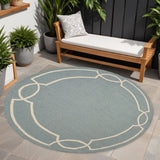 5' X 7' Spa Coastal Bordered Indoor Outdoor Area Rug