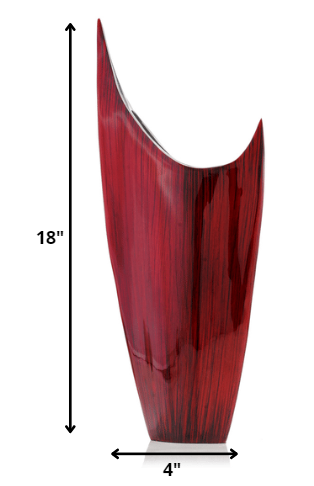 18" Red Aluminum Contemporary Pointed Table Vase