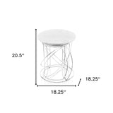 21" White Marble Round End Tables