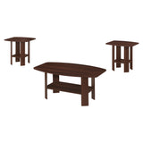 Set of Three 36" Dark Brown Coffee Table With Shelf