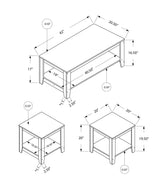 Set of Three 42" Brown Coffee Table With Shelf