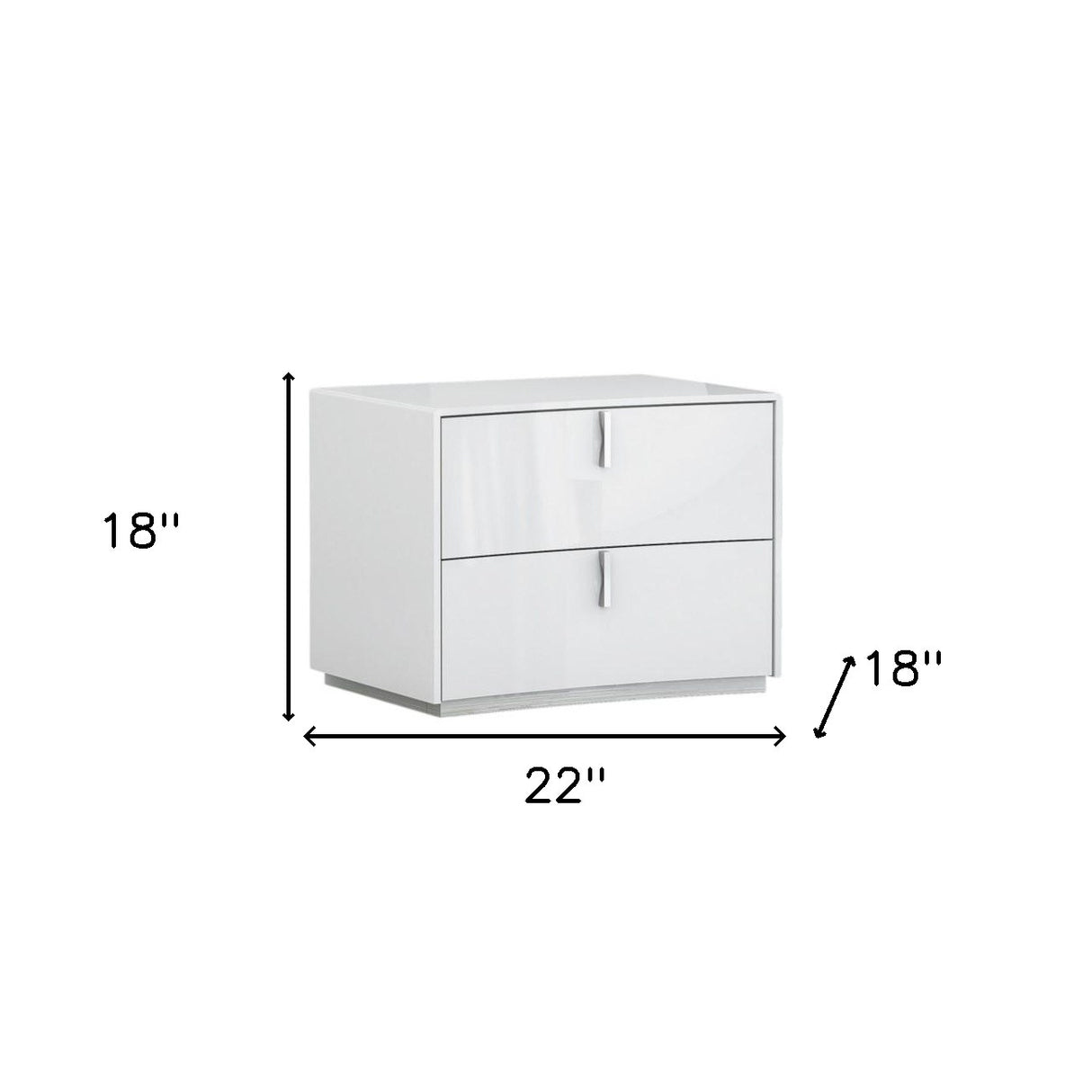 18" White Two Drawers Manufactured Wood Nightstand