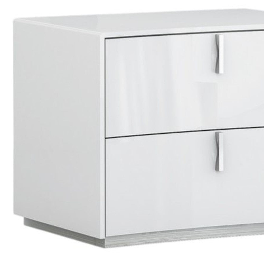 18" White Two Drawers Manufactured Wood Nightstand