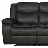 86" Gray Faux Leather Sofa With Black Legs