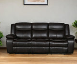 86" Brown Faux Leather Sofa With Black Legs