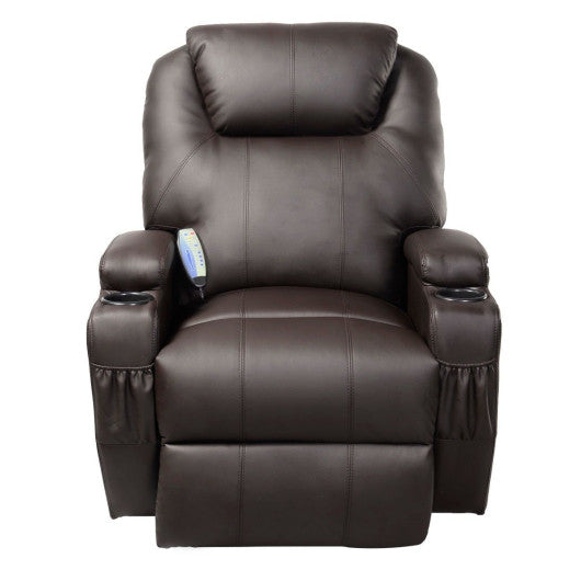 Ergonomic Heated Massage Recliner Sofa Chair Deluxe Lounge Executive w/ Control-brown