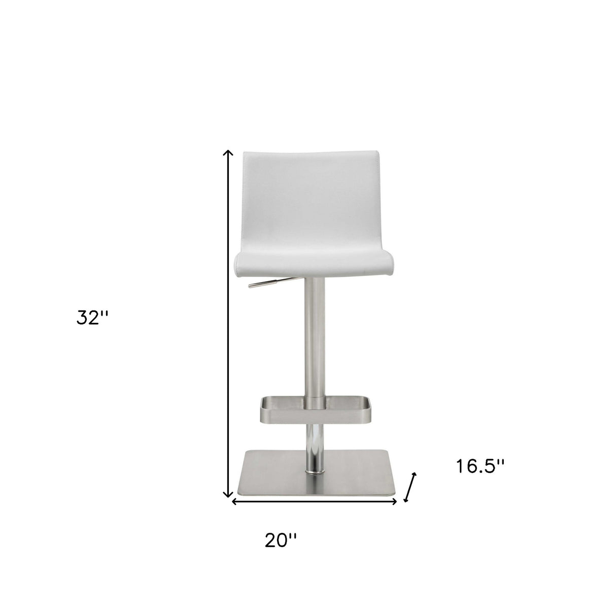 26 " White And Silver Stainless Steel Counter Height Bar Chair