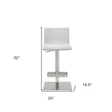 26 " White And Silver Stainless Steel Counter Height Bar Chair