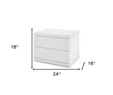 18" White Two Drawers Nightstand