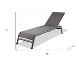 Set of Two 23" Taupe and Powdered Metal Indoor Outdoor Chaise Lounge