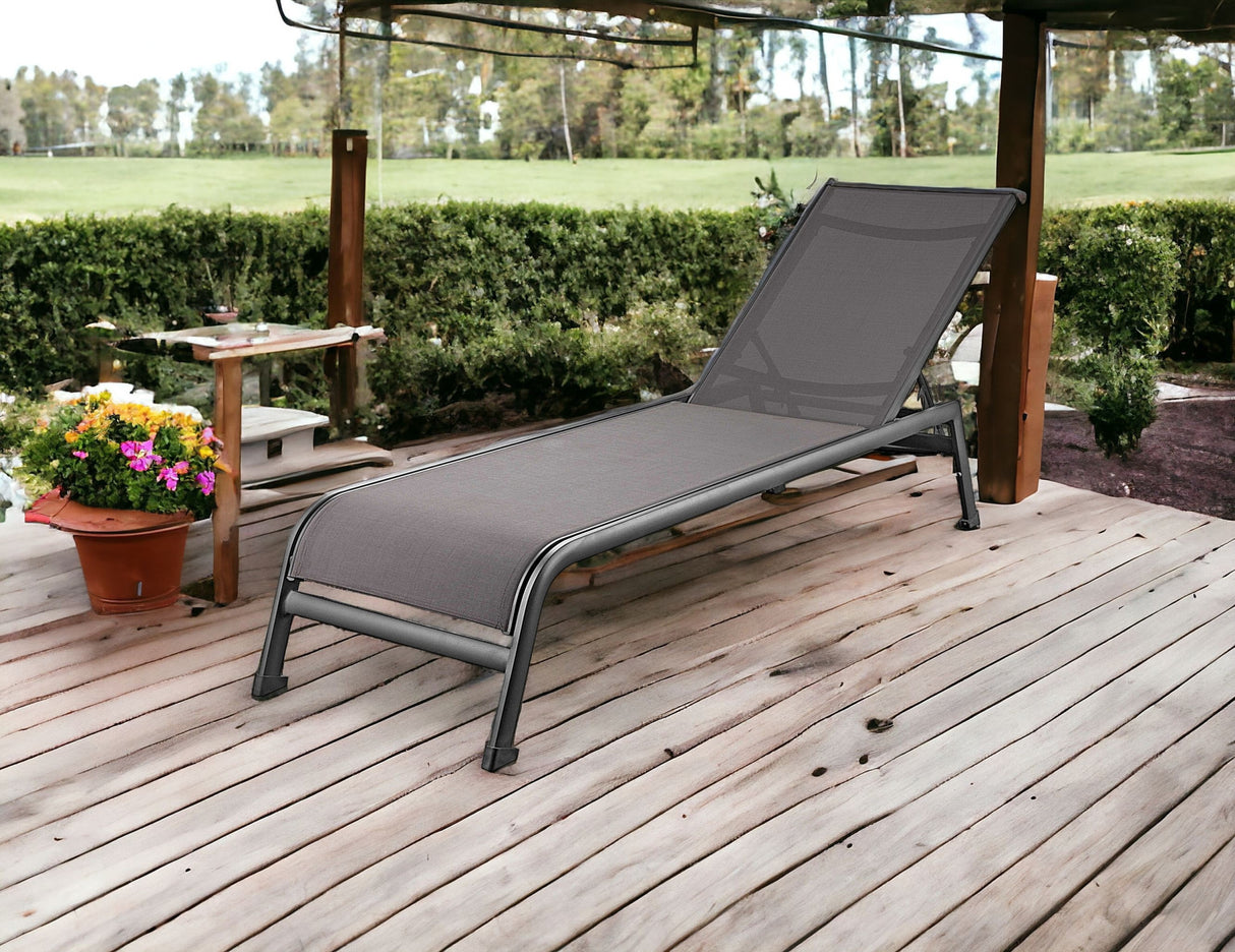 Set of Two 23" Taupe and Powdered Metal Indoor Outdoor Chaise Lounge