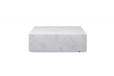 35" White Genuine Marble And Brass Square Coffee Table