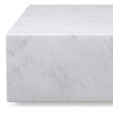 35" White Genuine Marble And Brass Square Coffee Table