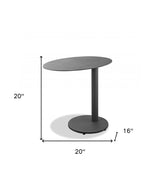 20" Gray Oval Aluminum Outdoor Side Table