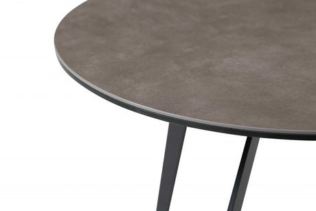 20" Black And Gray Ceramic Round End Table